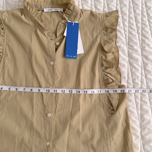 Samsoe and Samsoe Frill Sleeve Marthy Organic Cotton Button Down Shirt Large - Picture 13 of 13
